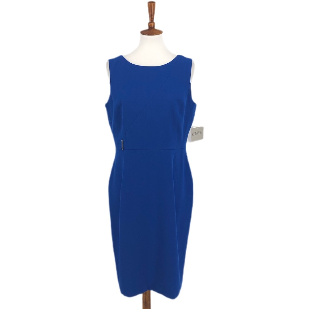 Kasper Blue Sleeveless Sheath Style Dress - Picture 1 of 8